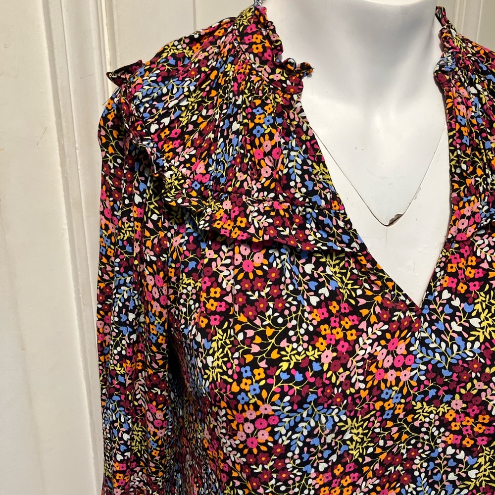 Boden Floral Blouse - Red, Blue, Yellow-Size 10 - Picture 7 of 7